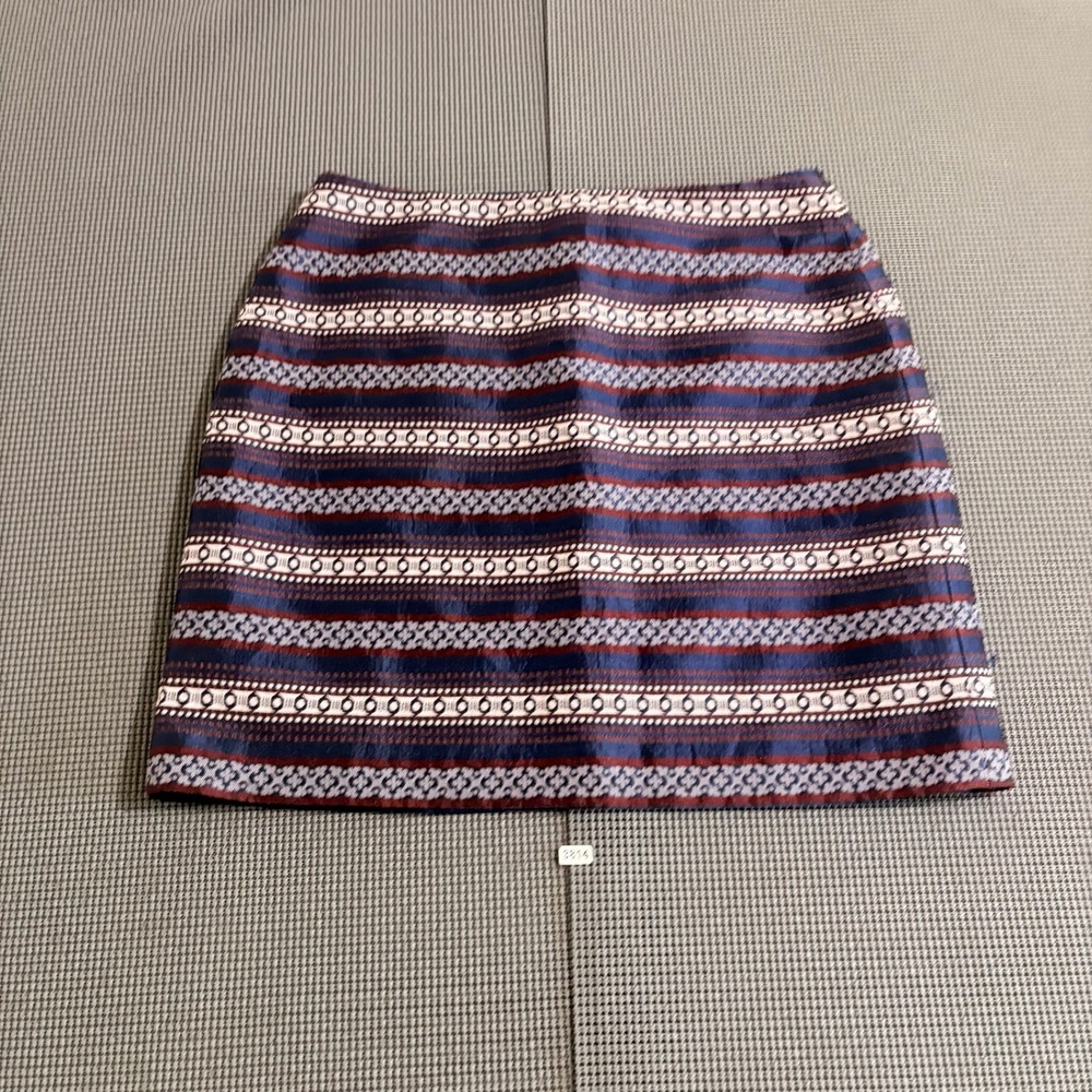 LOFT Outlet Womens Navy Maroon White Geometric Stripe Mini Skirt Size 10
